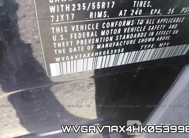 WVGAV7AX4HK053998 фото 10