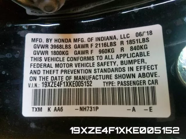 19XZE4F1XKE005152 фото 2
