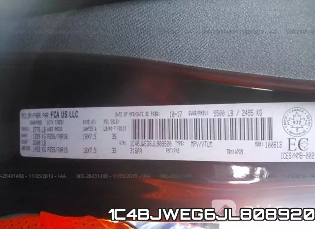 1C4BJWEG6JL808920 фото 10
