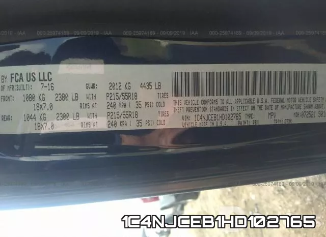 1C4NJCEB1HD102765 фото 9