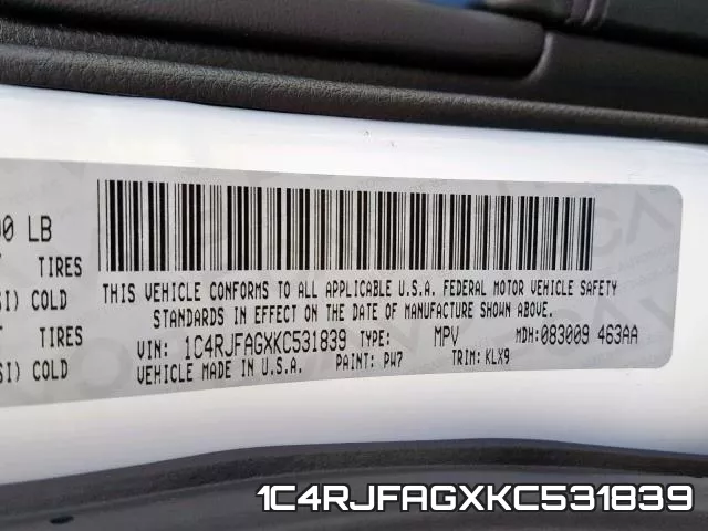 1C4RJFAGXKC531839 фото 2