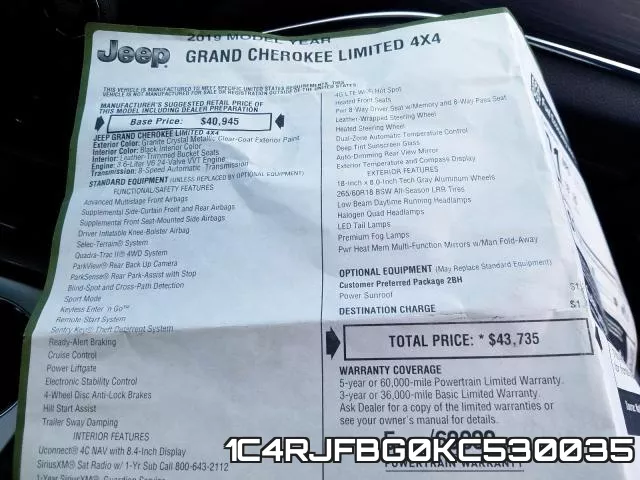 1C4RJFBG0KC530035 фото 2