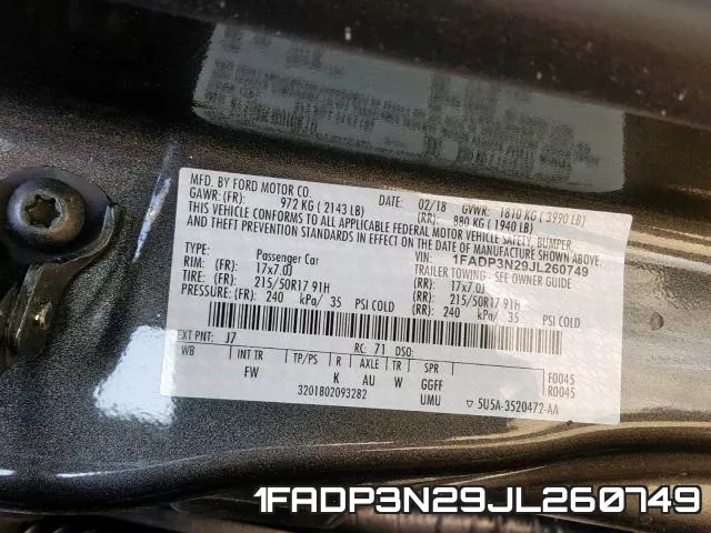 1FADP3N29JL260749 фото 2