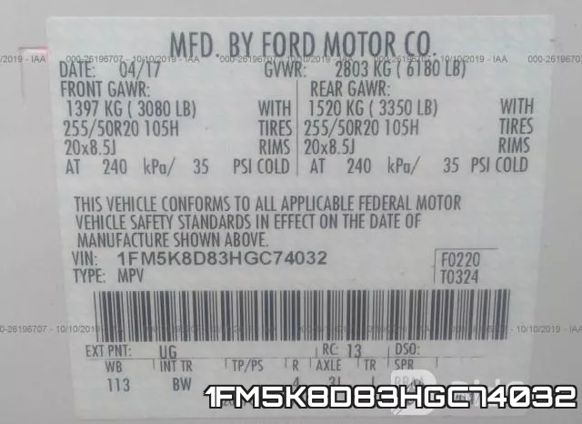 1FM5K8D83HGC74032 фото 10
