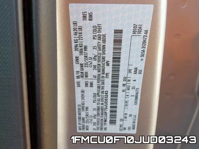 1FMCU0F70JUD03243 фото 2