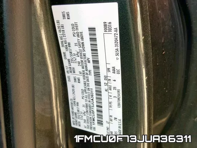 1FMCU0F73JUA36311 фото 2