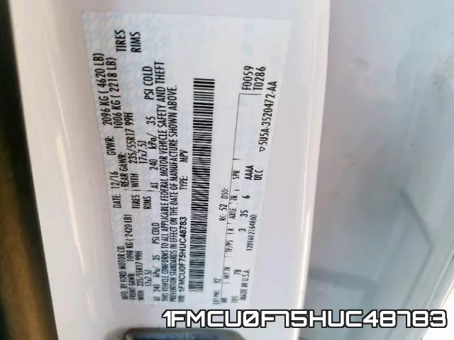 1FMCU0F75HUC48783 фото 2