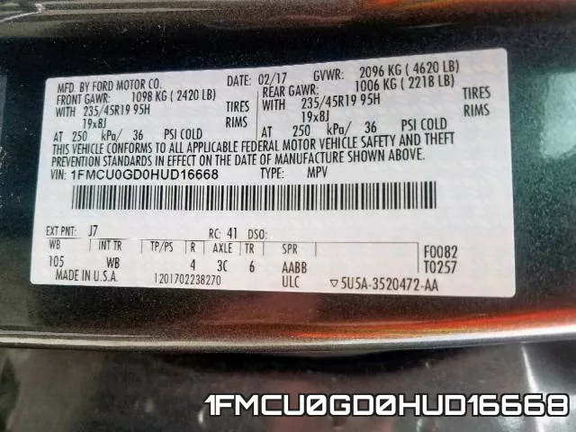 1FMCU0GD0HUD16668 фото 2
