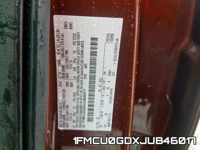 1FMCU0GDXJUB46017 фото 2