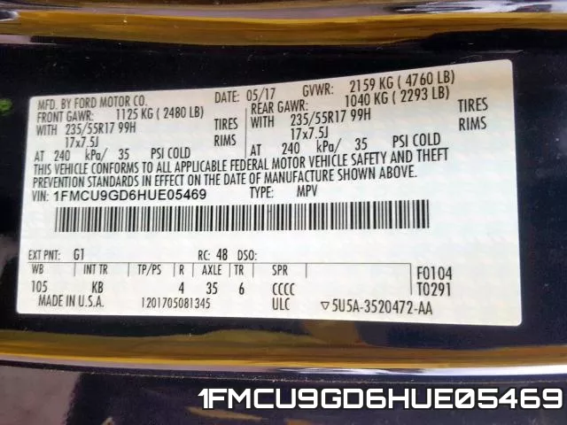 1FMCU9GD6HUE05469 фото 2