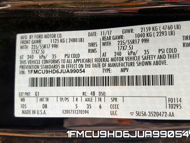 1FMCU9HD6JUA99054 фото 2