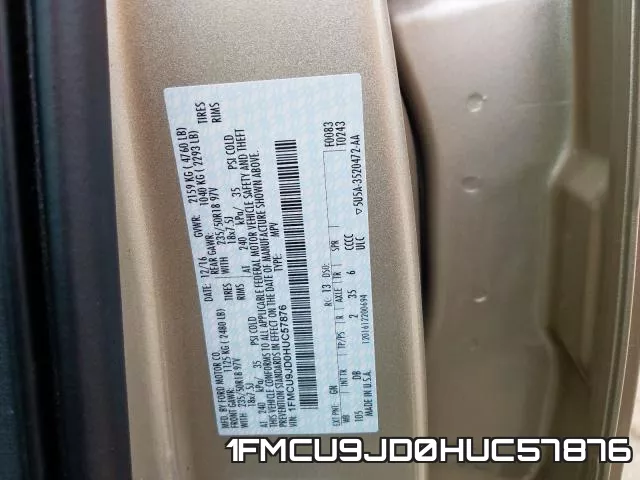 1FMCU9JD0HUC57876 фото 2