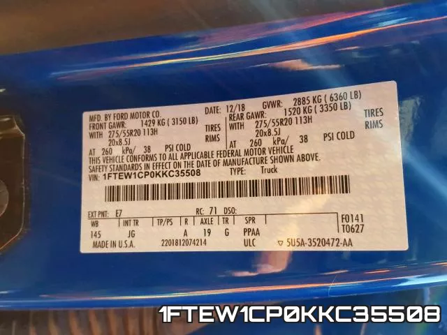 1FTEW1CP0KKC35508 фото 2