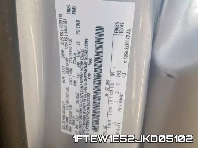1FTEW1E52JKD05102 фото 2