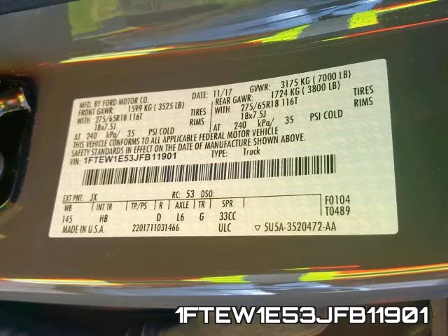 1FTEW1E53JFB11901 фото 2