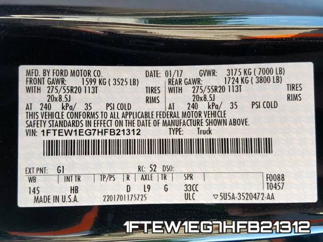 1FTEW1EG7HFB21312 фото 2