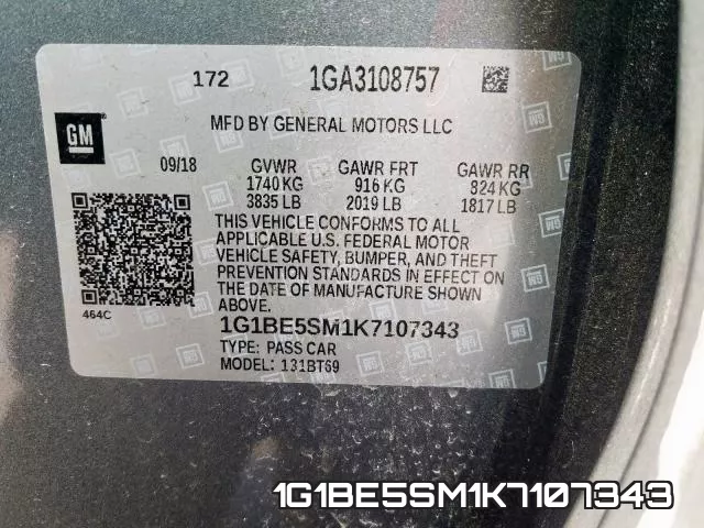 1G1BE5SM1K7107343 фото 2
