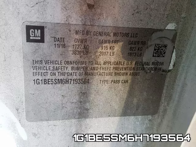 1G1BE5SM6H7193564 фото 2