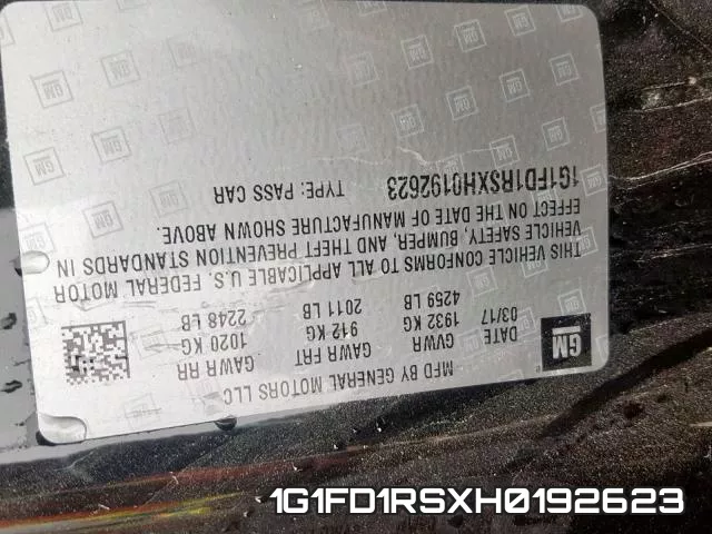 1G1FD1RSXH0192623 фото 2