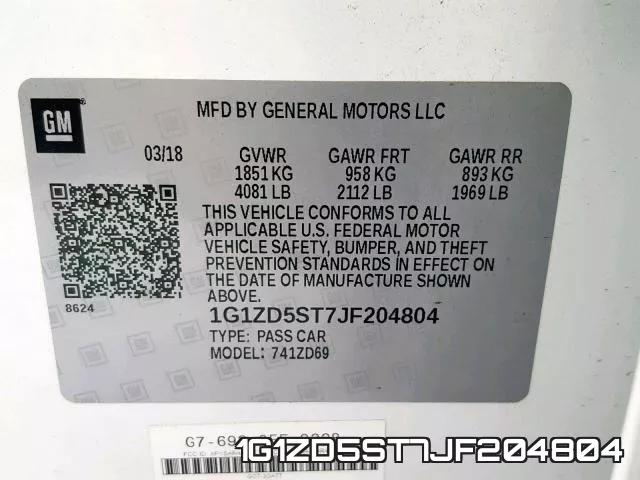 1G1ZD5ST7JF204804 фото 2