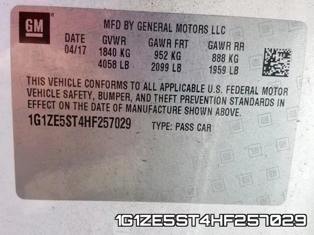 1G1ZE5ST4HF257029 фото 2