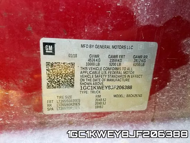 1GC1KWEY8JF206388 фото 2