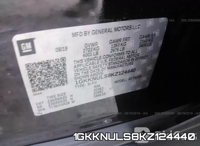 1GKKNULS8KZ124440 фото 10