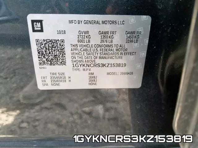 1GYKNCRS3KZ153819 фото 2