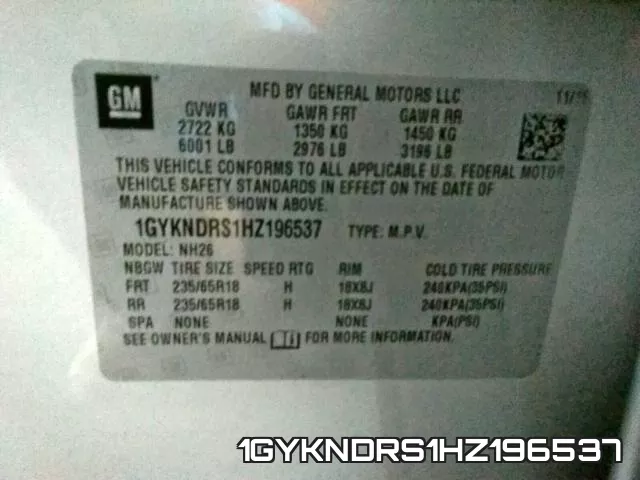 1GYKNDRS1HZ196537 фото 2