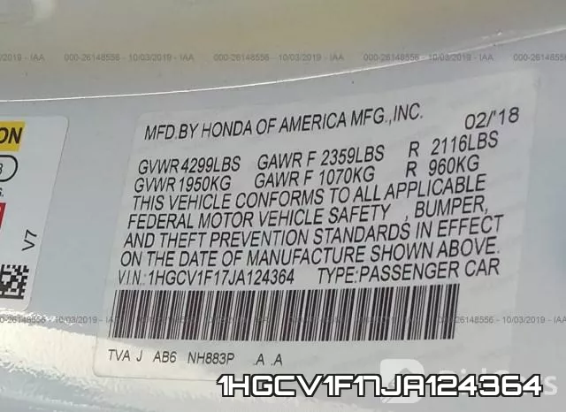1HGCV1F17JA124364 фото 10