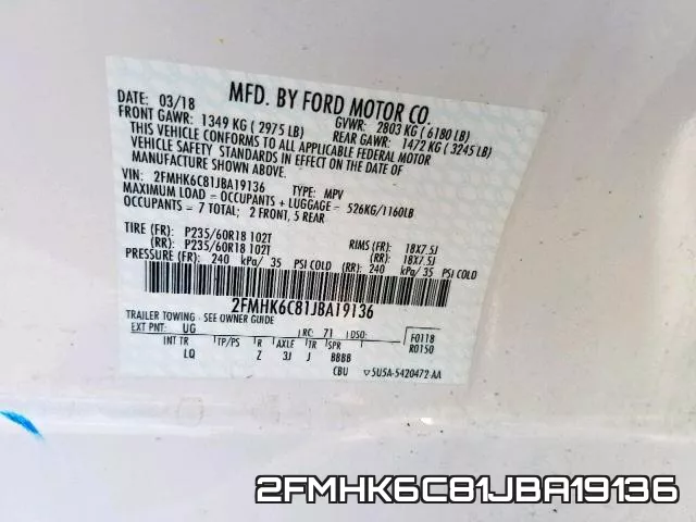2FMHK6C81JBA19136 фото 2