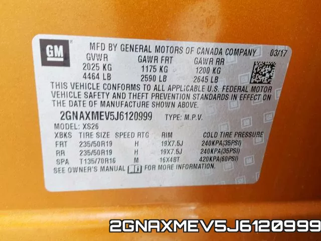 2GNAXMEV5J6120999 фото 2