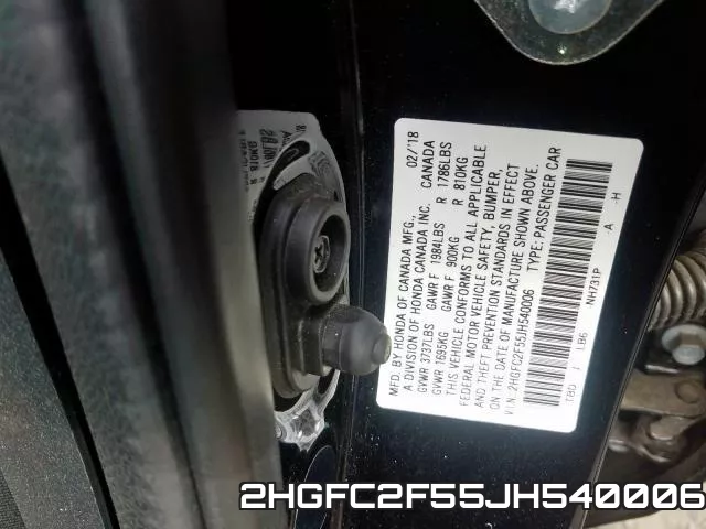 2HGFC2F55JH540006 фото 2