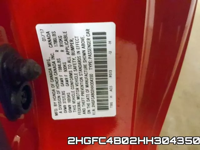 2HGFC4B02HH304350 фото 2