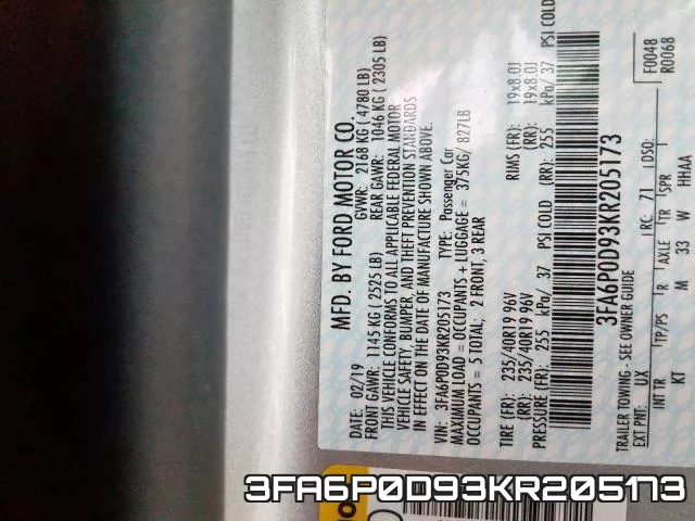 3FA6P0D93KR205173 фото 2