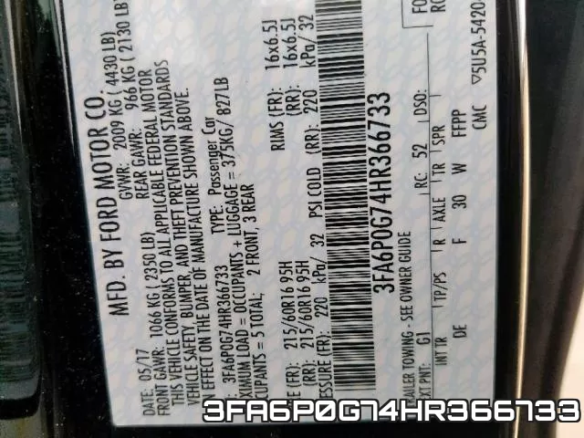 3FA6P0G74HR366733 фото 2