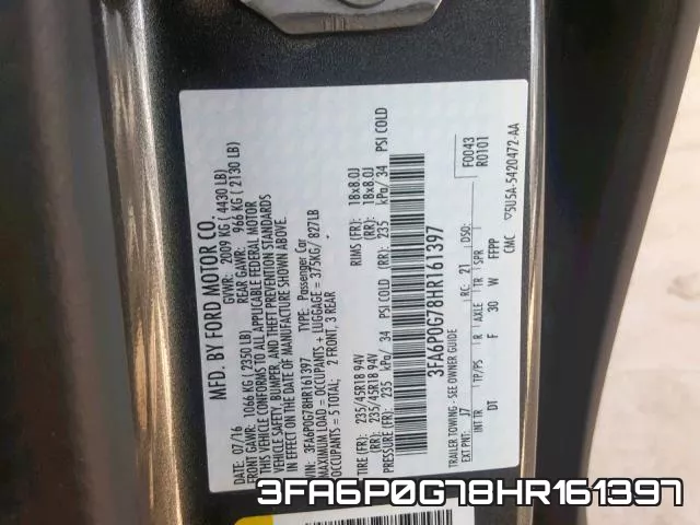 3FA6P0G78HR161397 фото 2