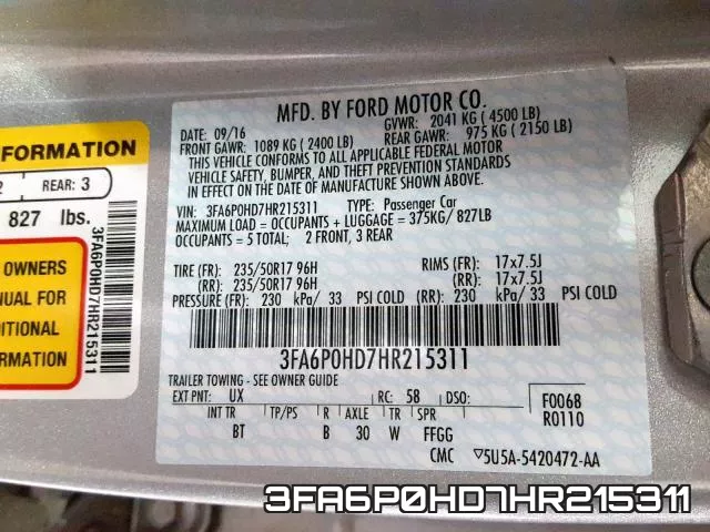 3FA6P0HD7HR215311 фото 2