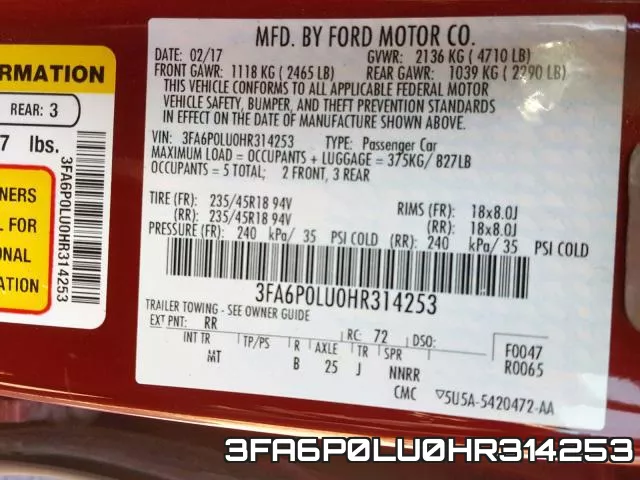 3FA6P0LU0HR314253 фото 2