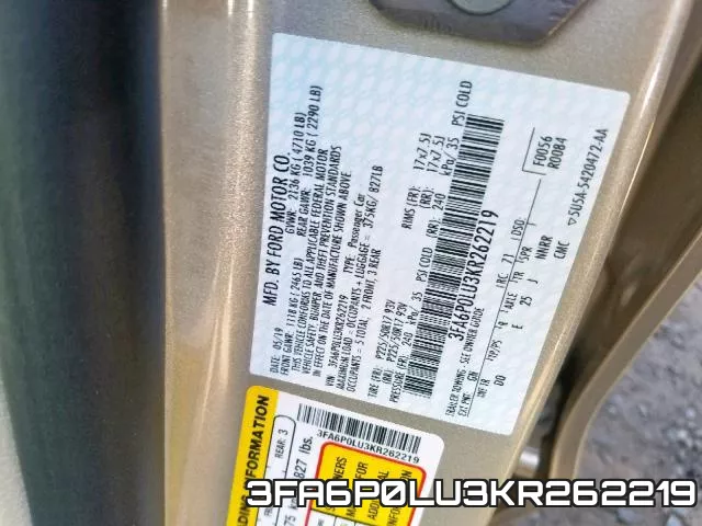 3FA6P0LU3KR262219 фото 2