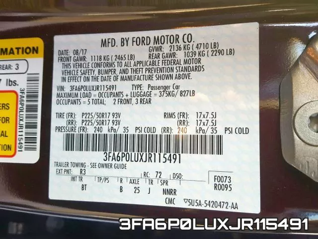 3FA6P0LUXJR115491 фото 2