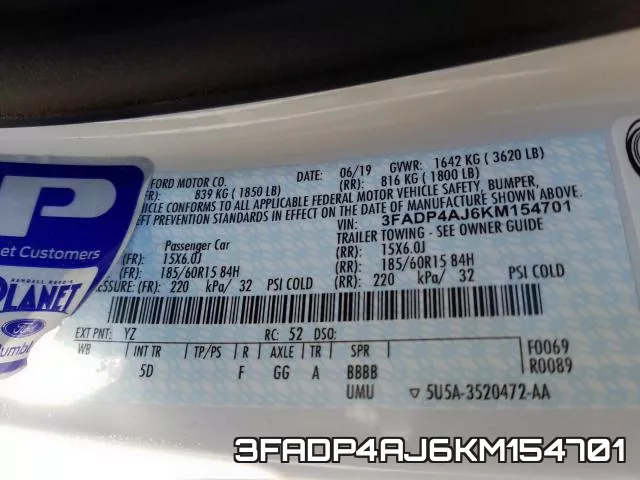 3FADP4AJ6KM154701 фото 2