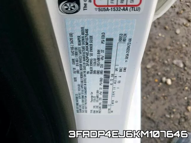 3FADP4EJ6KM107646 фото 2