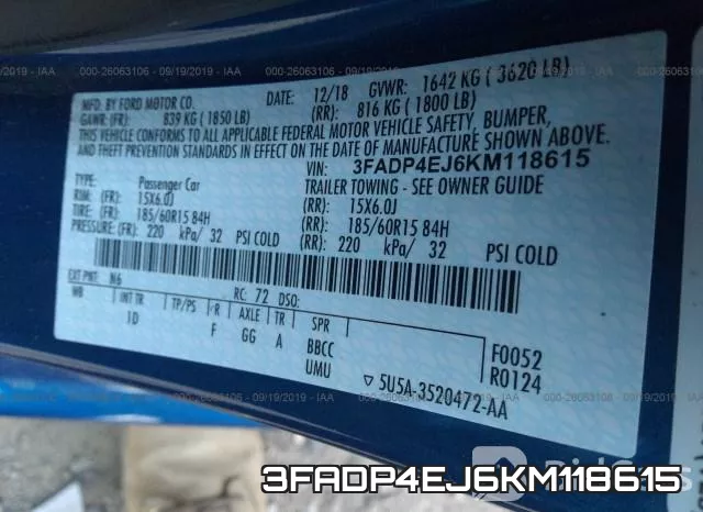 3FADP4EJ6KM118615 фото 10