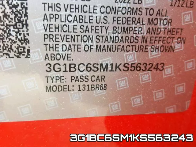 3G1BC6SM1KS563243 фото 2