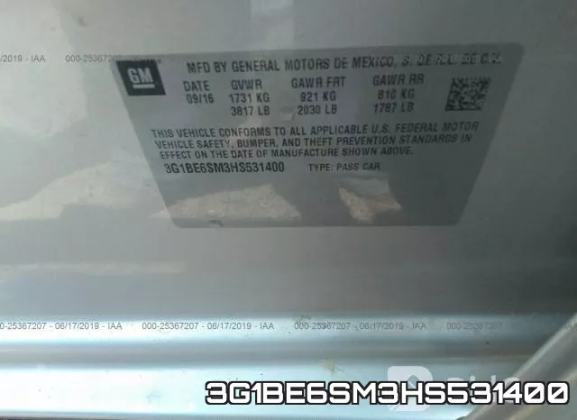 3G1BE6SM3HS531400 фото 10