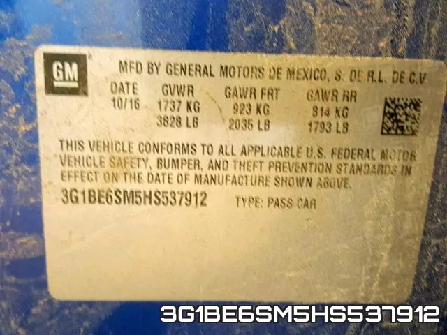 3G1BE6SM5HS537912 фото 2