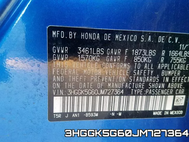 3HGGK5G60JM727364 фото 2