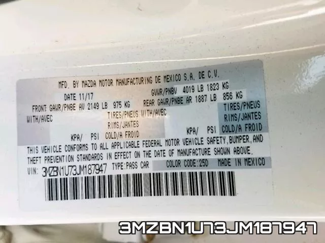 3MZBN1U73JM187947 фото 2