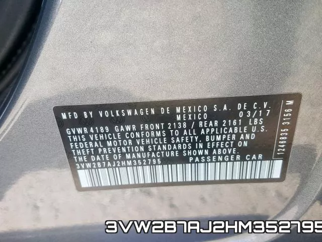 3VW2B7AJ2HM352795 фото 2